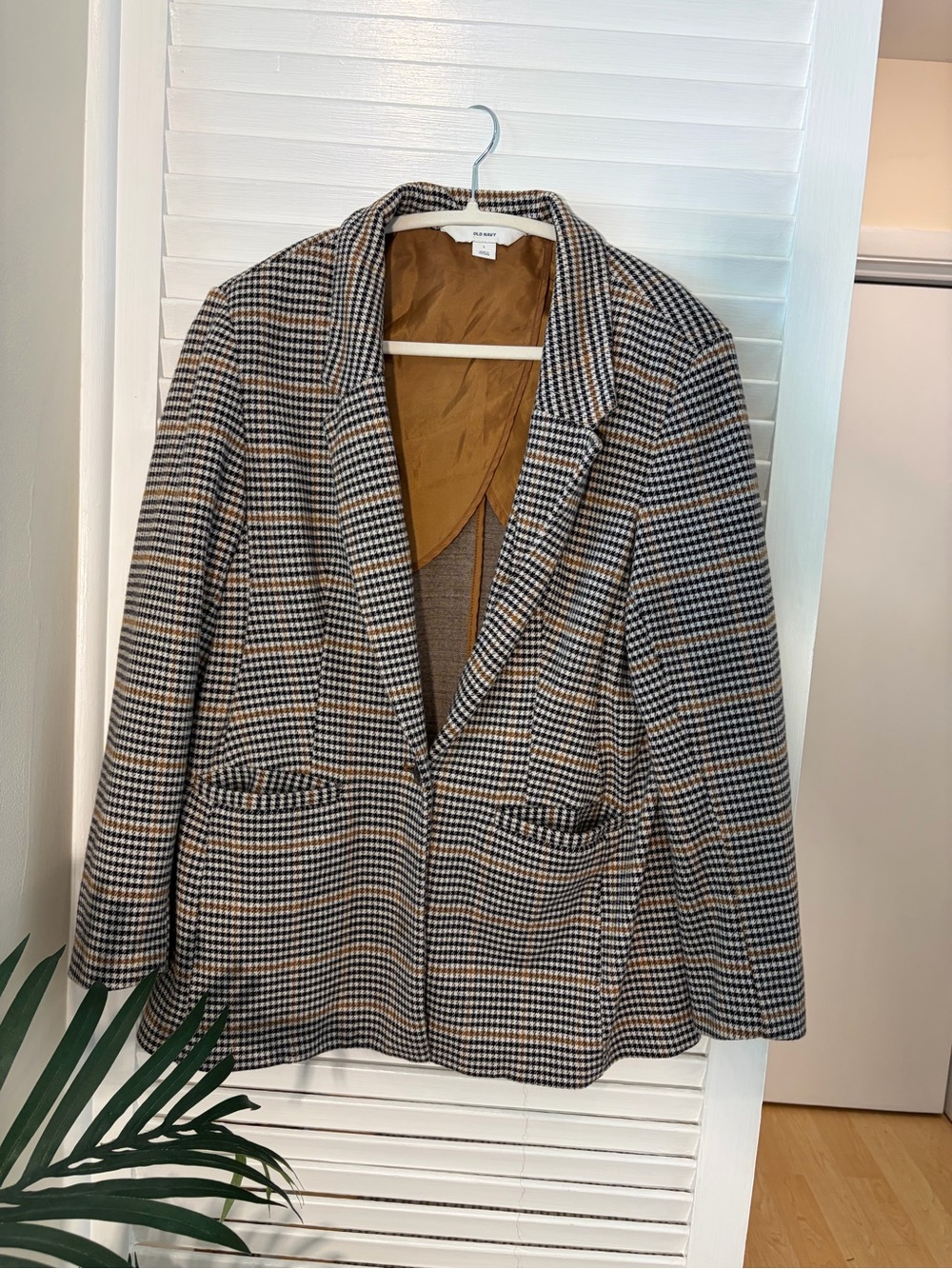 Fall Checked Blazer - Brown/Black Houndstooth